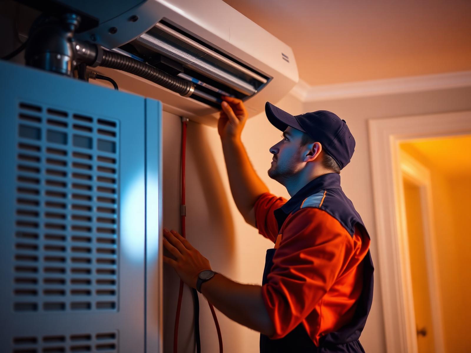 Ontario HVAC Experts technician servicing a residential heating and cooling system